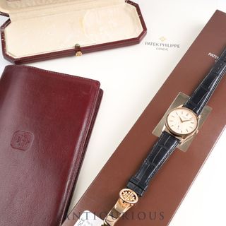 パテックフィリップ(PATEK PHILIPPE)のPATEK・PHILIPPE パテック・フィリップ CALATRAVA カラトラバ 3796 手巻き Cal.215 RG 革 アイボリー文字盤 純正バックル 箱 アーカイヴ 冊子 ※2022/3/1パテックフィリップにてOH済み(腕時計(アナログ))