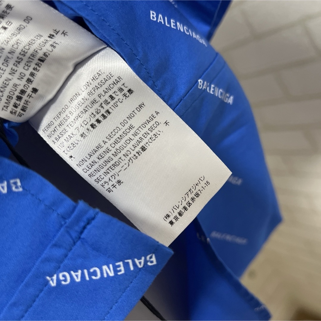 Balenciaga(バレンシアガ)のバレンシアガ BALENCIAGA 新品 本物 ロゴ 総柄 シャツ 羽織 ブルー メンズのトップス(シャツ)の商品写真