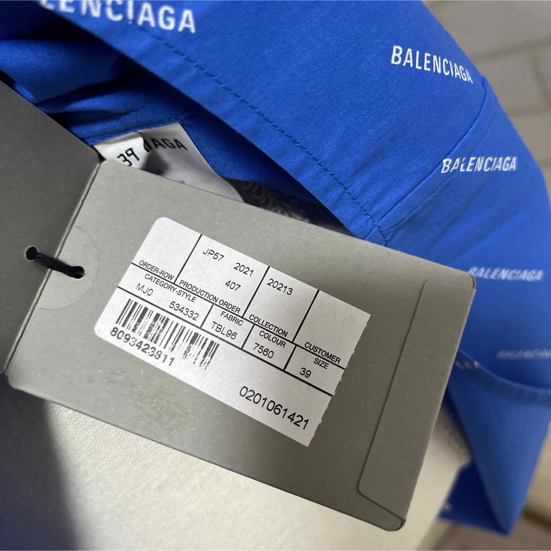 Balenciaga(バレンシアガ)のバレンシアガ BALENCIAGA 新品 本物 ロゴ 総柄 シャツ 羽織 ブルー メンズのトップス(シャツ)の商品写真