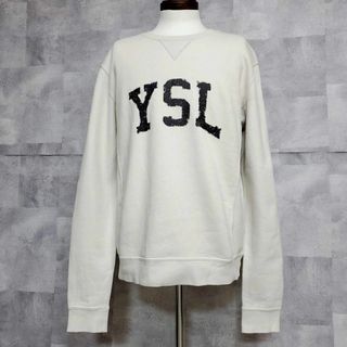 サンローラン(Saint Laurent)の極美品 XL サンローラン コットン100 ロゴ トレーナー 白系 イタリア製(Tシャツ/カットソー(七分/長袖))