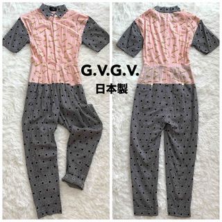 G.V.G.V. - 【美品・希少】G.V.G.V. 半袖 オールインワン 総柄 ストライプ ドット柄