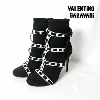 valentino garavani - 美品 VALENTINO GARAVANI スタッズ ニット ソックス ブーティ