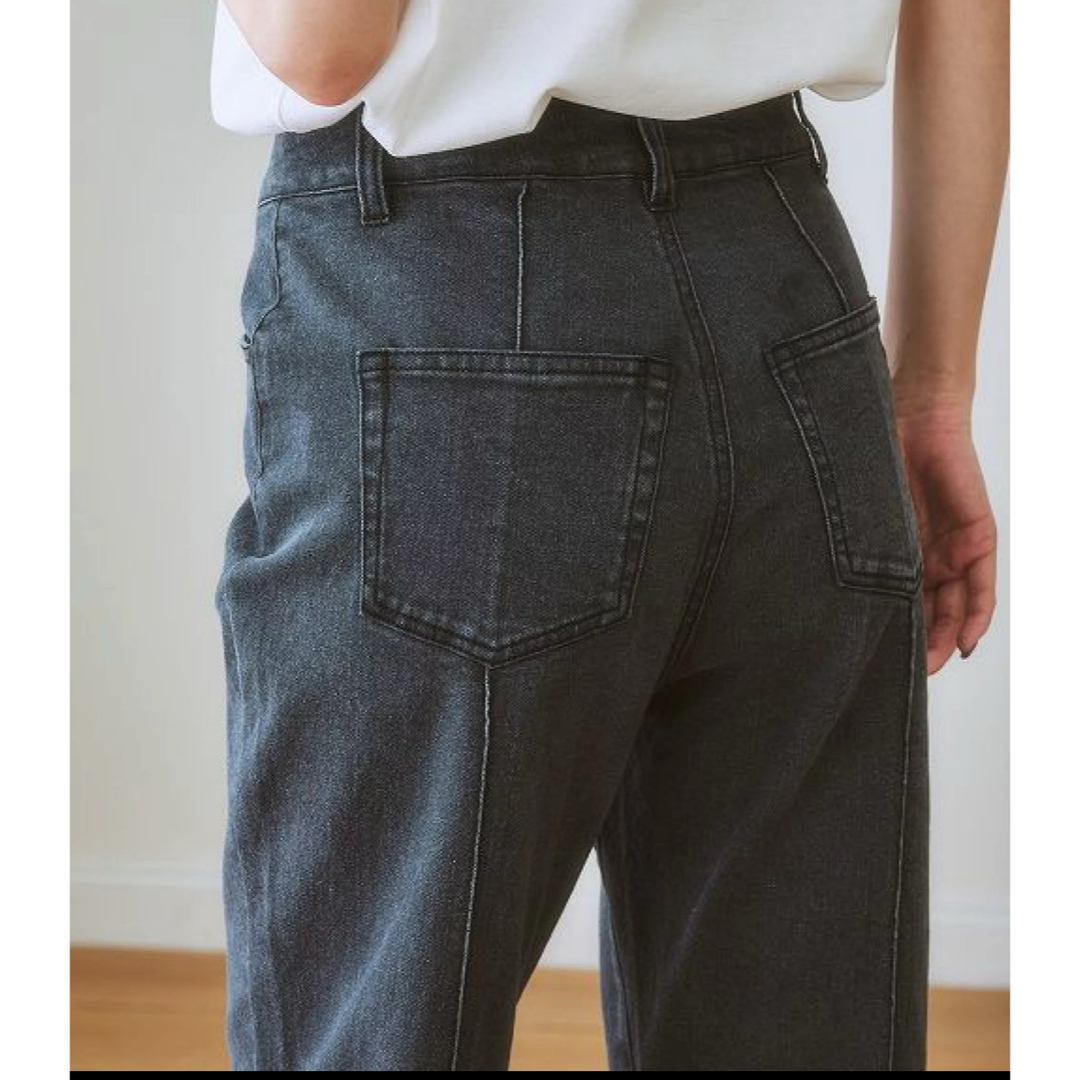 裾 スリット デニム パンツ グレー S レディースのパンツ(デニム/ジーンズ)の商品写真