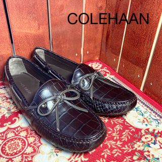 コールハーン(Cole Haan)の[ほぼ新品]COLEHAAN ブラウン型押しドライビングシューズ71/2(スリッポン/モカシン)