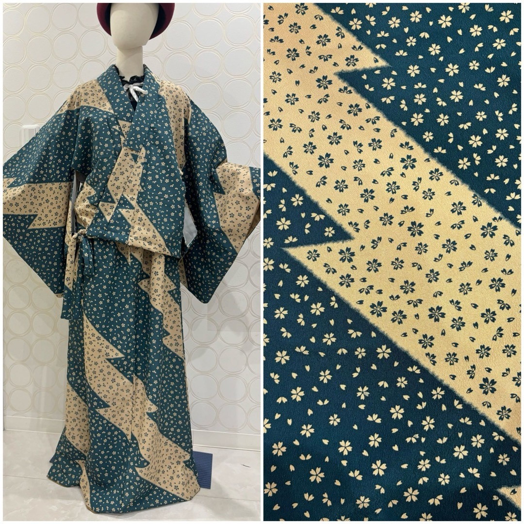 着物リメイク たくさんの桜 ショート丈羽織 ロングスカート レディースのレディース その他(セット/コーデ)の商品写真