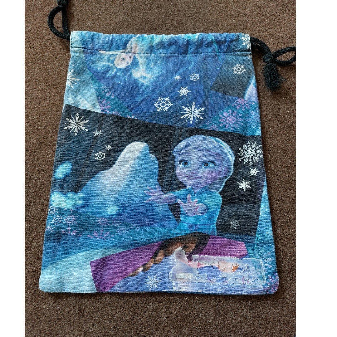 手作り ハンドメイド アナと雪の女王 エプロン、三角巾、巾着 3点セット ハンドメイドのキッズ/ベビー(ファッション雑貨)の商品写真