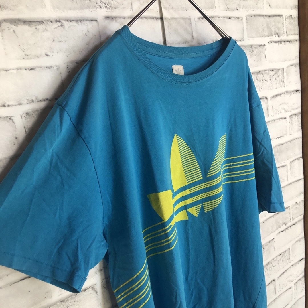 Originals（adidas）(オリジナルス)の希少4XL⭐️00s adidas シャドービッグトレファイルロゴTシャツ 青黄 メンズのトップス(Tシャツ/カットソー(半袖/袖なし))の商品写真