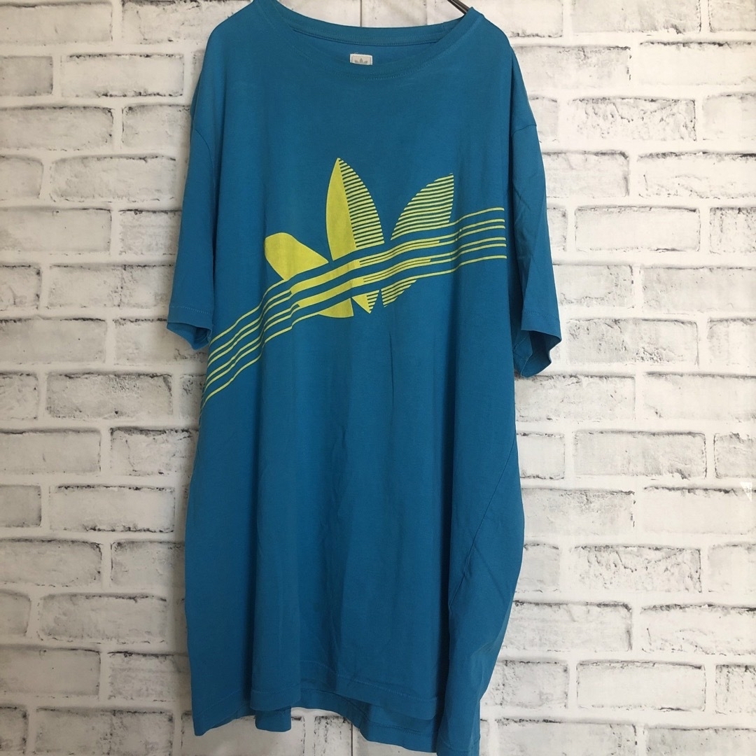 Originals（adidas）(オリジナルス)の希少4XL⭐️00s adidas シャドービッグトレファイルロゴTシャツ 青黄 メンズのトップス(Tシャツ/カットソー(半袖/袖なし))の商品写真