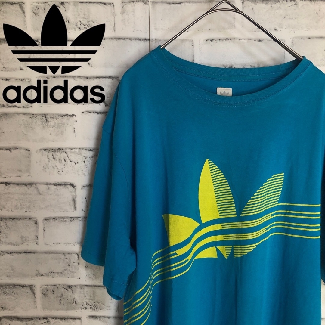 Originals（adidas）(オリジナルス)の希少4XL⭐️00s adidas シャドービッグトレファイルロゴTシャツ 青黄 メンズのトップス(Tシャツ/カットソー(半袖/袖なし))の商品写真