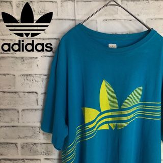 オリジナルス(Originals（adidas）)の希少4XL⭐️00s adidas シャドービッグトレファイルロゴTシャツ 青黄(Tシャツ/カットソー(半袖/袖なし))