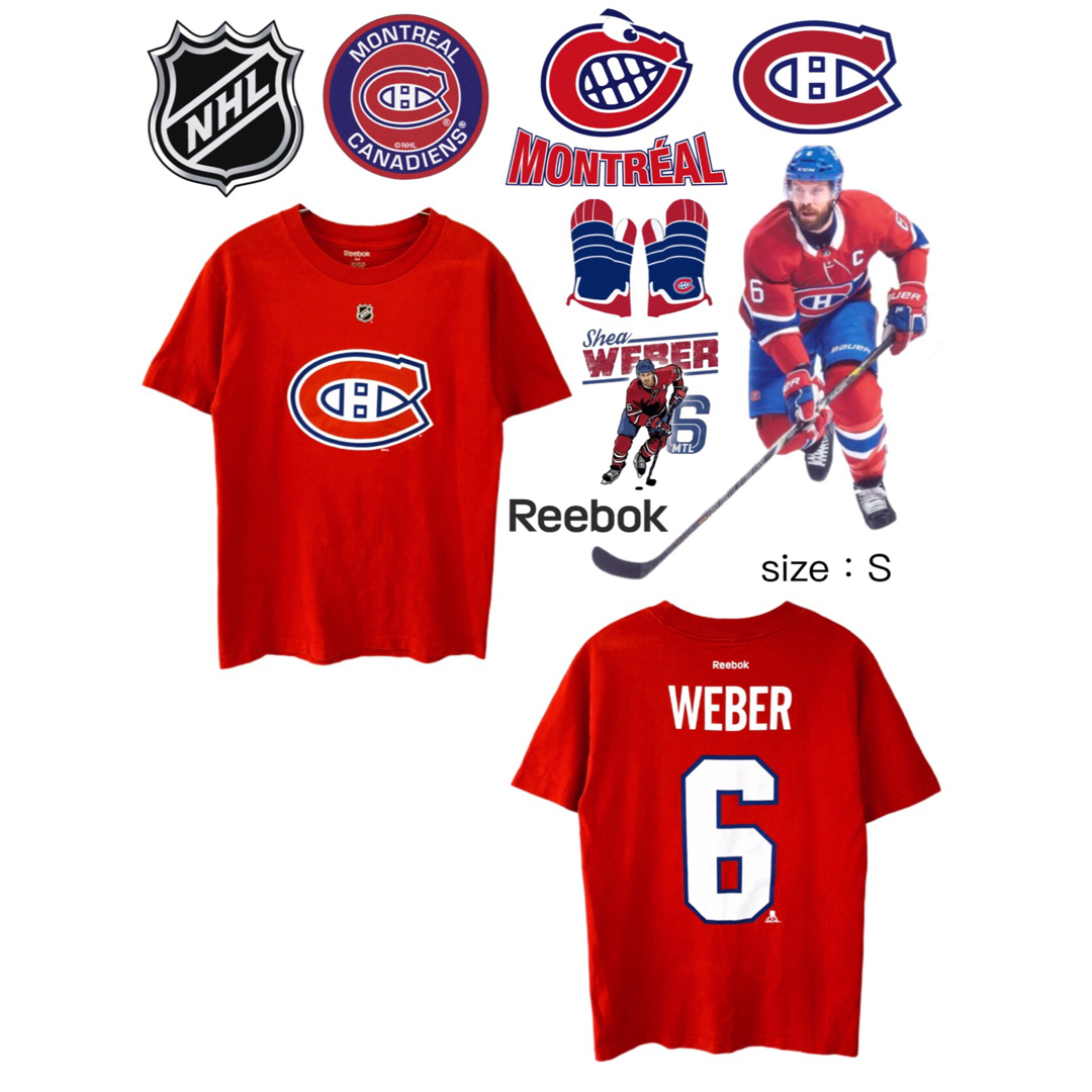 Reebok(リーボック)のNHL　カナディアンズ 　 Weber　6　Ｔシャツ　S　赤　USA古着 メンズのトップス(Tシャツ/カットソー(半袖/袖なし))の商品写真