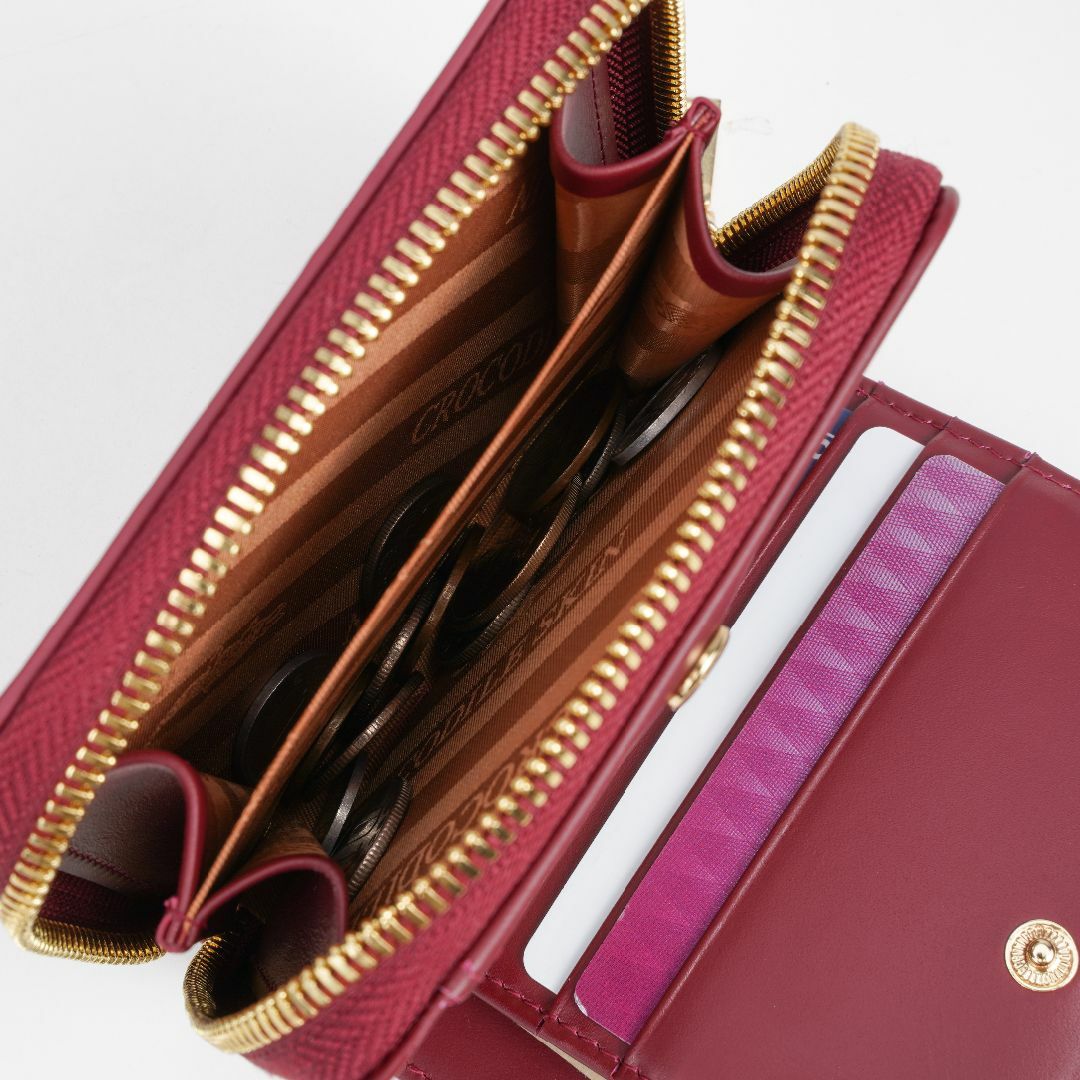 クロコダイル ラウンドジップ ミニ財布 ウォレット ブラウン レディースのファッション小物(財布)の商品写真
