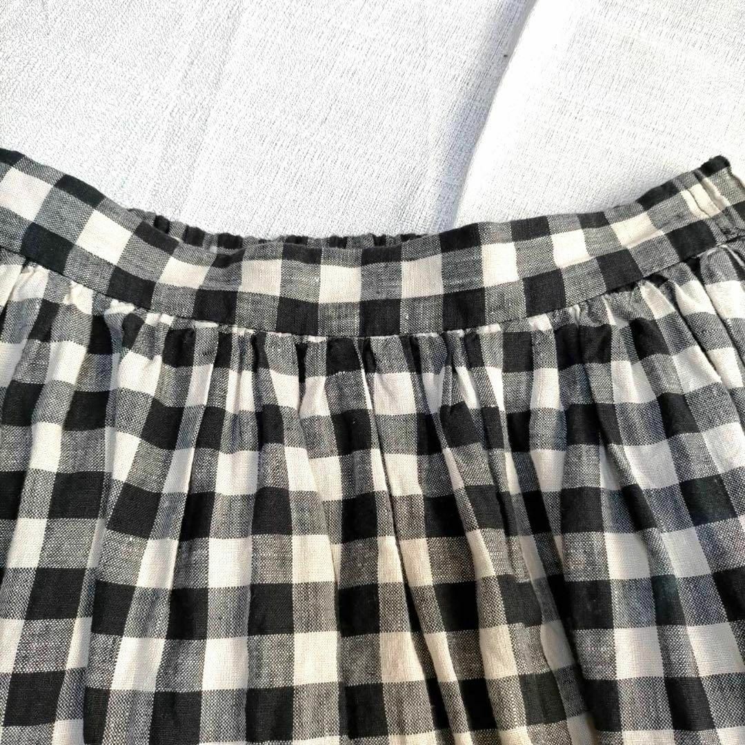 アーバンリサーチ  スカート ギンガムチェック 白×黒 ウエストゴム  膝丈 レディースのスカート(ひざ丈スカート)の商品写真