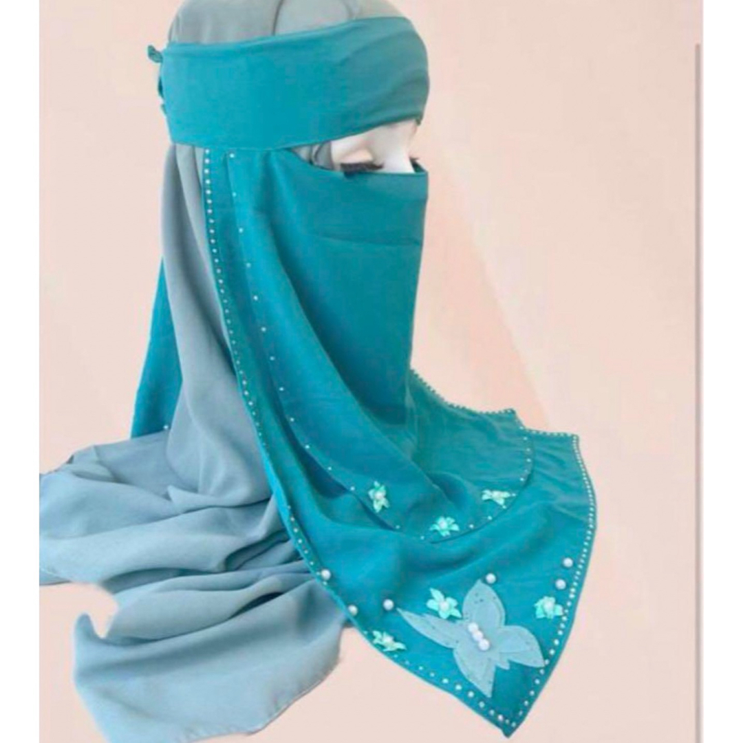 マジックテープで簡単Butterfly niqab Turquoise レディースのヘアアクセサリー(その他)の商品写真