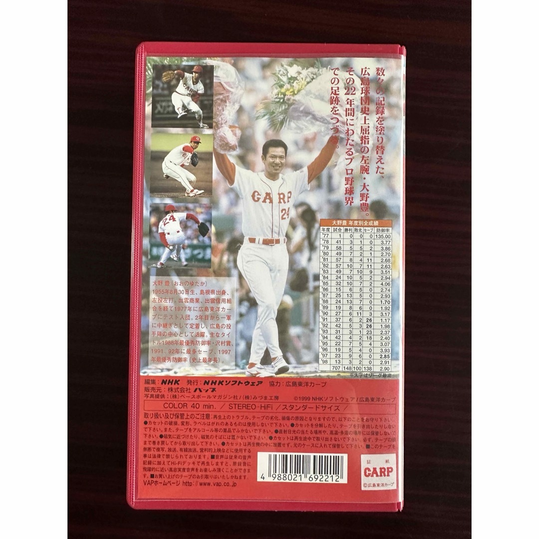 ＣＡＲＰ　「大野豊・我が選んだ道に悔いは無し」＋「江夏の21球」　VHSテープ エンタメ/ホビーのコレクション(その他)の商品写真