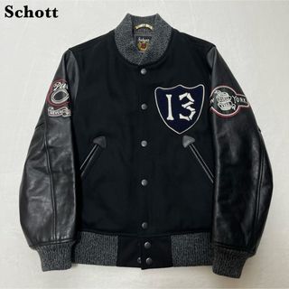 ショット(schott)の【極美品】Schott ショット 本革レザー バーシティジャケット ブラック M(ブルゾン)