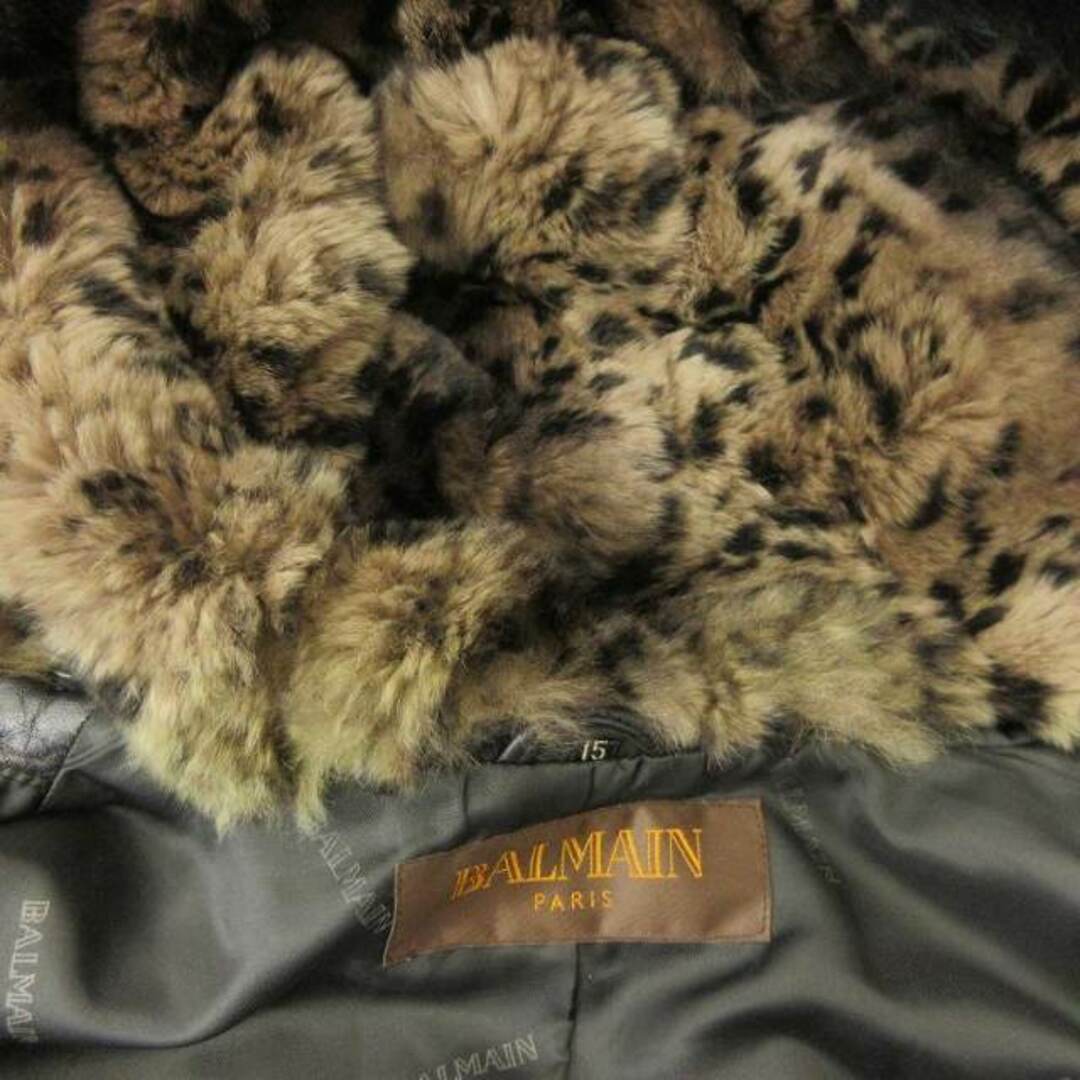 BALMAIN(バルマン)のバルマン 大きいサイズ レザーコート ジャケット ラビット フォックス 15 レディースのジャケット/アウター(毛皮/ファーコート)の商品写真