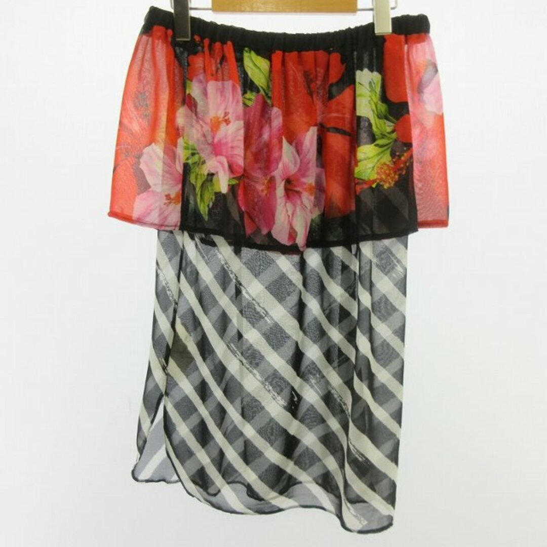 RINASCIMENTO(リナシメント)のリナシメント ロングスカート シースルー ボーダー 花柄 ウエストゴム S レディースのスカート(ロングスカート)の商品写真
