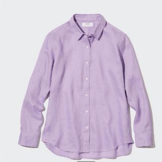 ユニクロ(UNIQLO)のUNIQLO プレミアムリネンシャツ（長袖）パープル　新品未開封　3XL(シャツ/ブラウス(長袖/七分))