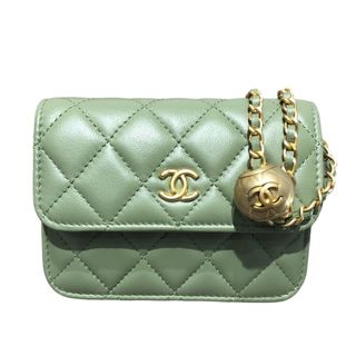 シャネル(CHANEL)の　シャネル CHANEL マトラッセボールチェーンクラッチ AP1628 ライトグリーン ラムスキン レディース ショルダーバッグ(ショルダーバッグ)