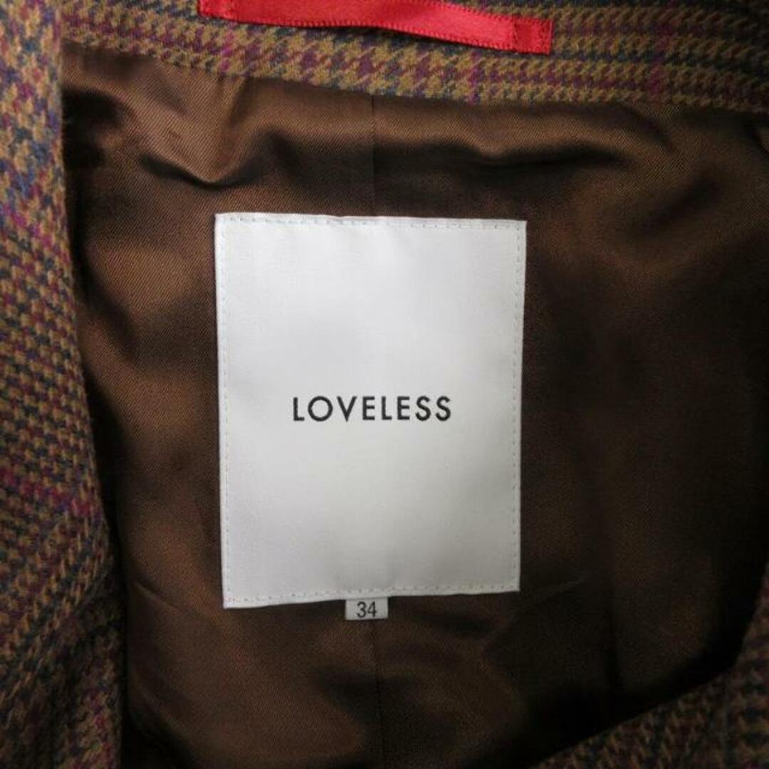 LOVELESS(ラブレス)のラブレス  コート ロング グレンチェック ダブル 茶  34 XS位 ■SM1 レディースのジャケット/アウター(その他)の商品写真