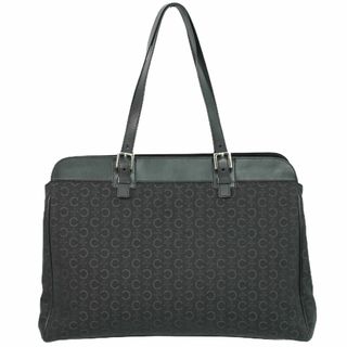 セリーヌ(celine)の本物 セリーヌ CELINE Cマカダム ショルダーバッグ トートバッグ キャンバス レザー ブラック Macadam バッグ 中古(ショルダーバッグ)