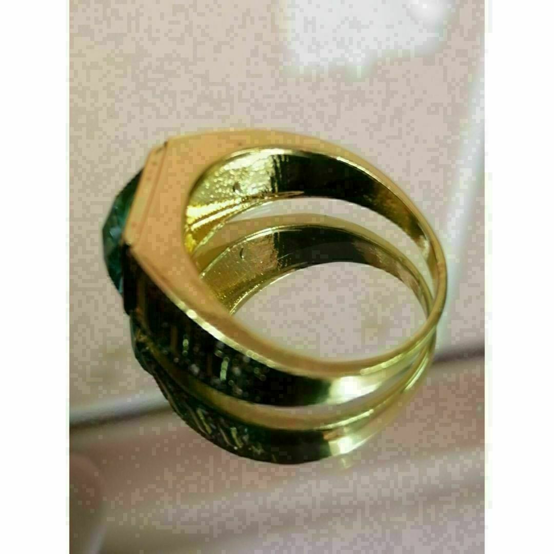 【A117】リング　メンズ　指輪　ゴールド　グリーン　エメラルド　20号 メンズのアクセサリー(リング(指輪))の商品写真
