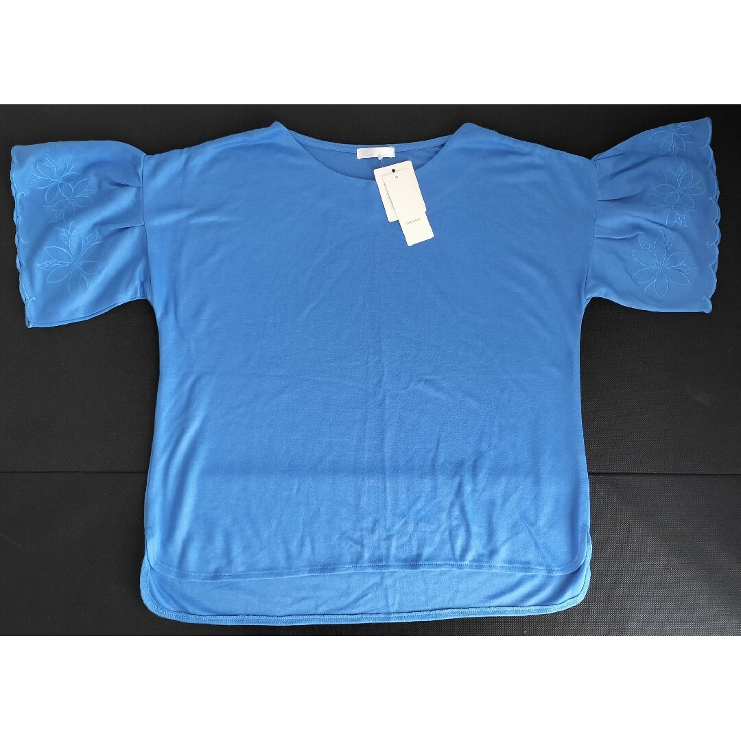 DRESKIP(ドレスキップ)のDRESKIP  袖刺繍トップス  ブルー系  Mサイズ  新品 レディースのトップス(カットソー(半袖/袖なし))の商品写真