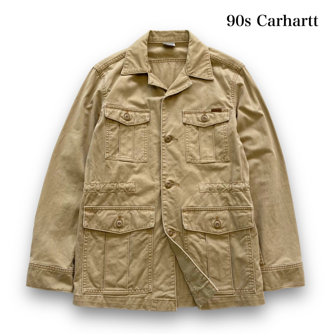 carhartt(カーハート)の【carhartt】90s カーハート ハンティングワークジャケット 革ロゴ メンズのジャケット/アウター(ブルゾン)の商品写真