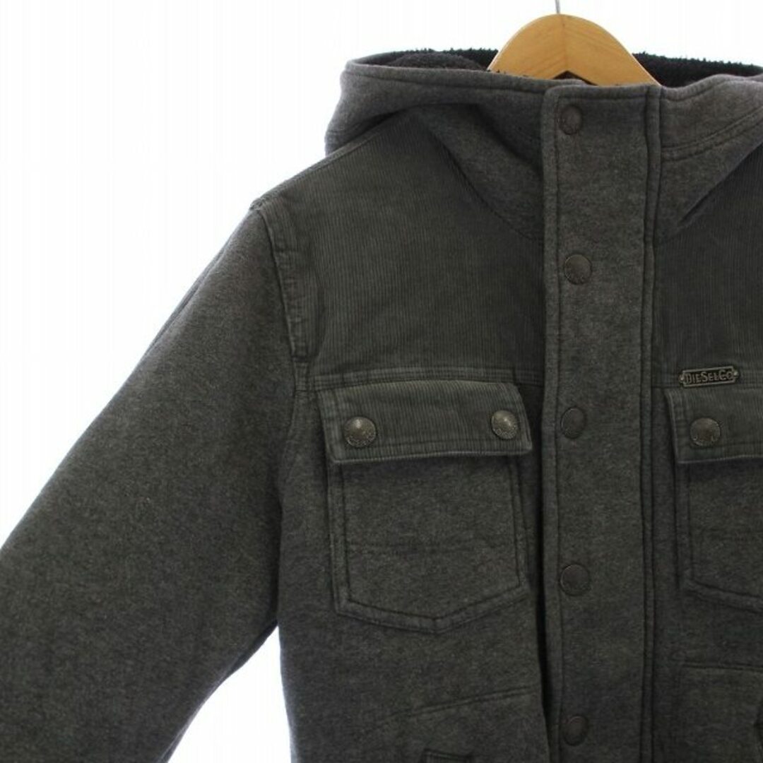 DIESEL(ディーゼル)のDIESEL ブルゾン 中綿ジャケット フード付き コーデュロイ S グレー メンズのジャケット/アウター(ブルゾン)の商品写真