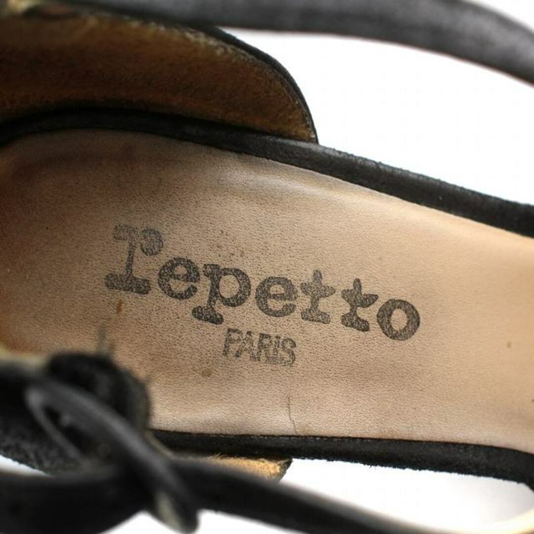 repetto(レペット)のレペット Tストラップパンプス ラウンドトゥ スエード 37 23.3cm 黒 レディースの靴/シューズ(ハイヒール/パンプス)の商品写真