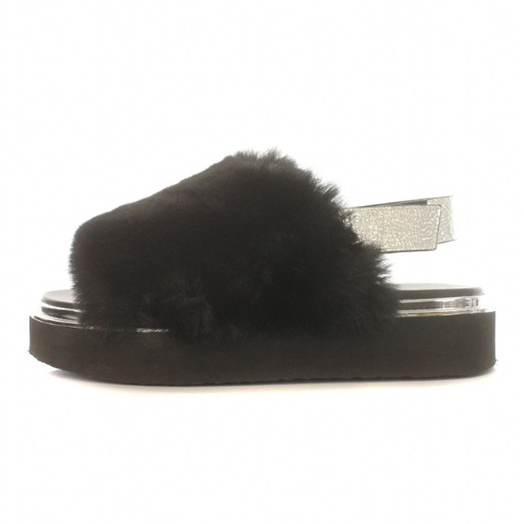 ユナイテッドヌード サンダル エコファー ストラップ 37 黒 シルバー色 レディースの靴/シューズ(サンダル)の商品写真