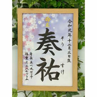 フレーム付き手書き命名書A4判　オーダー③(命名紙)