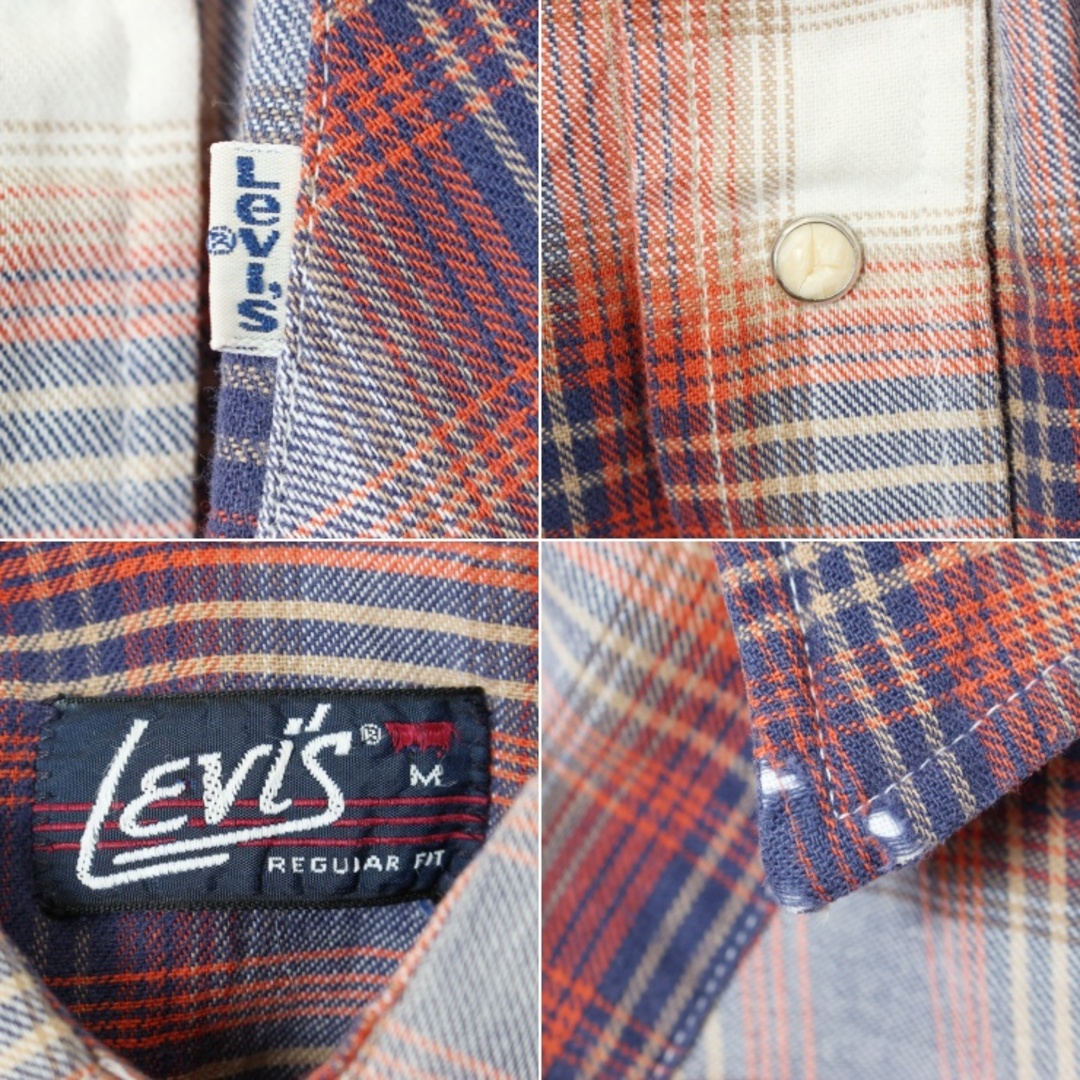 Levi's(リーバイス)の80s USA製Levi'sウエスタンオンブレチェックシャツ レッドM ss56 メンズのトップス(シャツ)の商品写真