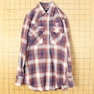 リーバイス(Levi's)の80s USA製Levi'sウエスタンオンブレチェックシャツ レッドM ss56(シャツ)