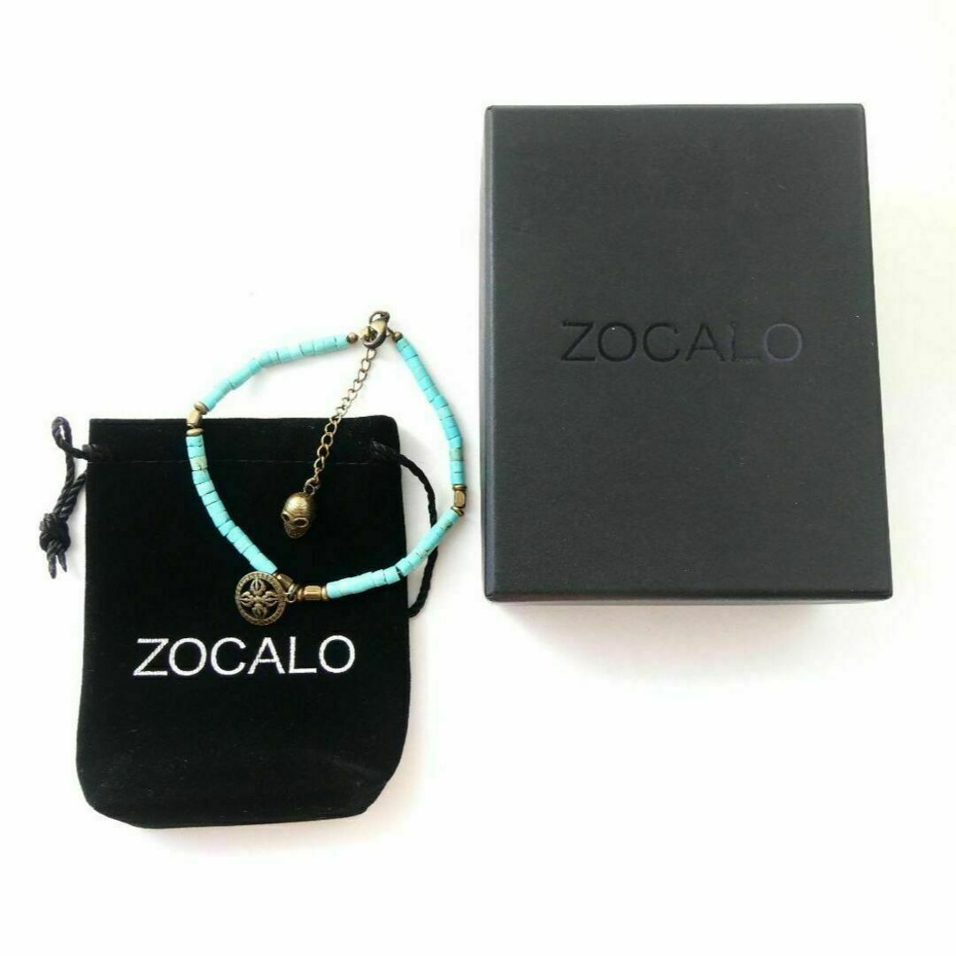 ZOCALO(ソカロ)の美品 ZOCALO ソカロ ターコイズ スカル チャーム ブレスレット メンズのアクセサリー(ブレスレット)の商品写真