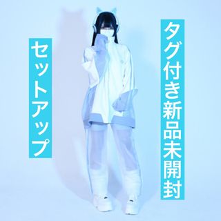 レフレム(REFLEM)のREFLEM シースルー ジャージ ジャケット パンツ セットアップ ブルー(セット/コーデ)