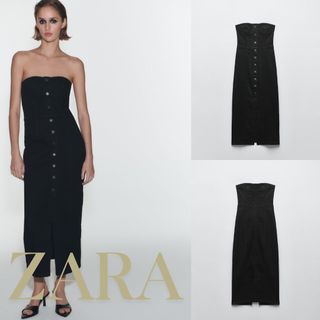 ザラ(ZARA)のZARA　ザラ　ZW ビスチェ デニムワンピース　XS(ロングワンピース/マキシワンピース)