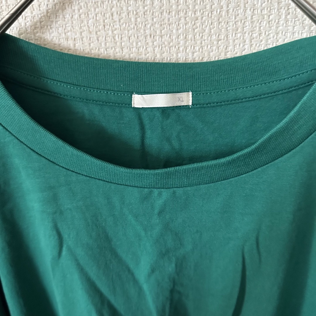 GU(ジーユー)のGU  ウエストシャーリングクロップドT  グリーン　XL  プラスサイズ レディースのトップス(Tシャツ(半袖/袖なし))の商品写真