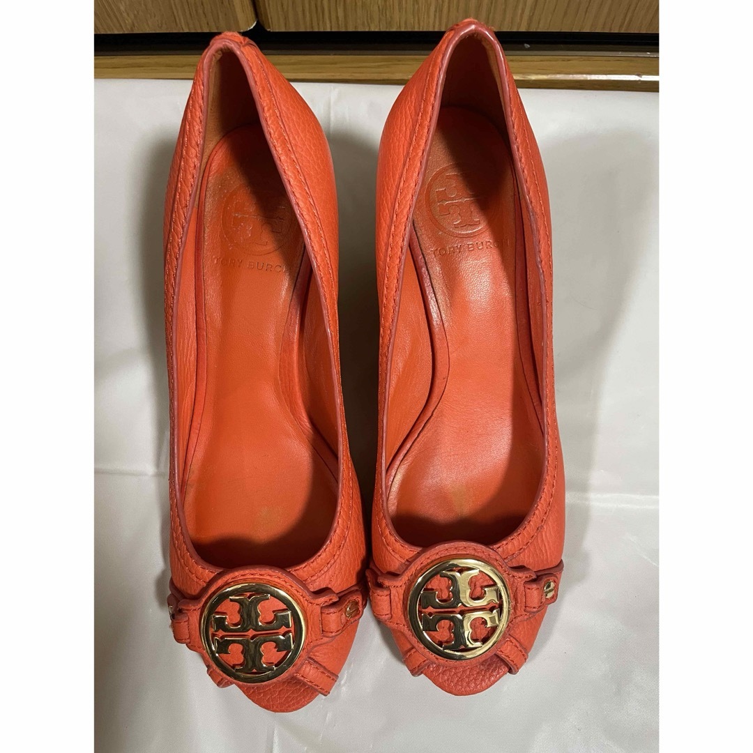 Tory Burch(トリーバーチ)のトリーバーチ　パンプス ウエッジソール ウッド レザー オレンジ レディースの靴/シューズ(ハイヒール/パンプス)の商品写真