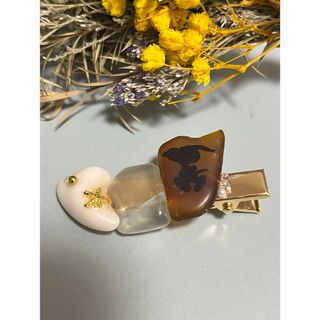 ハンドメイドNo.21 シーグラス&シェル　ヘアクリップ(ヘアアクセサリー)