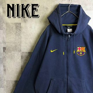 ナイキ(NIKE)の希少 ナイキ パーカー FCB バルセロナ 刺繍ロゴ ワッペン ネイビー L(パーカー)