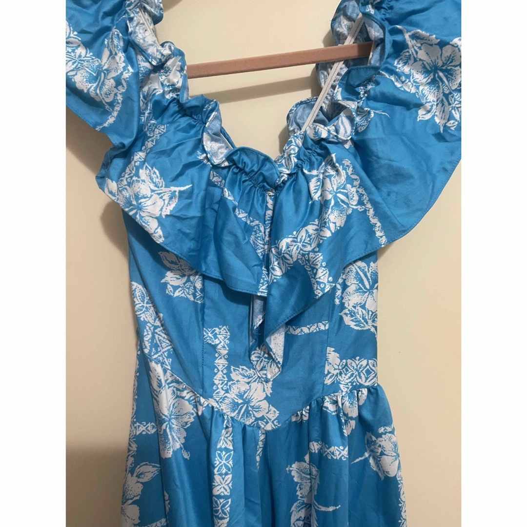 お値下げ済み　ハワイ　ブルー　ワンピース　ドレス レディースのワンピース(ひざ丈ワンピース)の商品写真