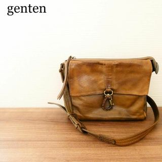 ゲンテン(genten)の良品 ゲンテン レザー カラビナ ショルダーバッグ ポシェット ブラウン(ショルダーバッグ)