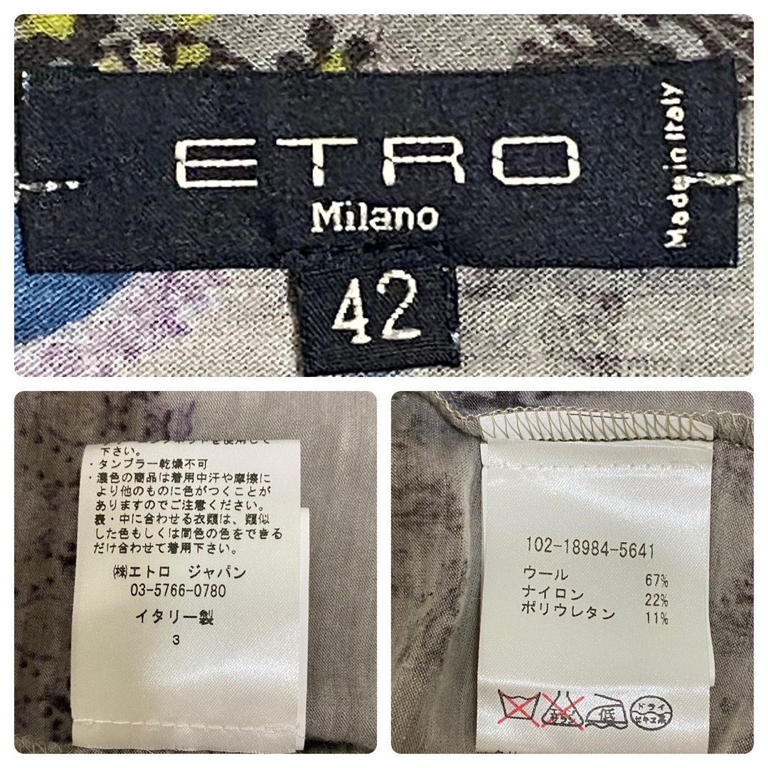 ETRO(エトロ)のETRO エトロ　ワンピース　ドレス　ペイズリー 長袖 総柄　ストレッチ　極美品 レディースのワンピース(ひざ丈ワンピース)の商品写真