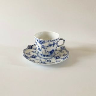 ロイヤルコペンハーゲン(ROYAL COPENHAGEN)のロイヤルコペンハーゲンブルーフルーテッドフルレース カップ＆ソーサー1客(食器)