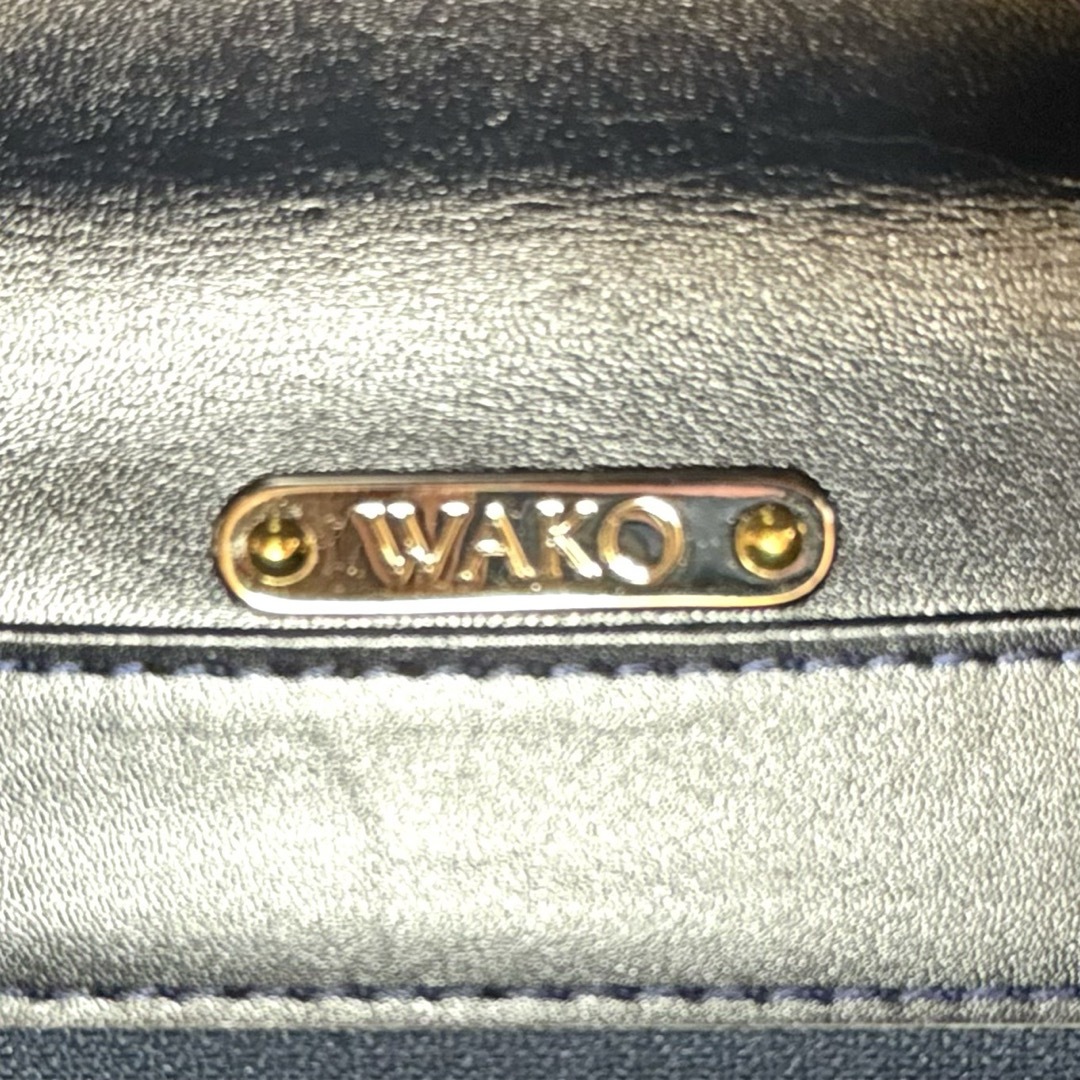 良品 WAKO 銀座和光 カーフレザー ダークネイビー ゴールド金具 良品 WAKO 銀座和光 カーフレザー ダークネイビー ゴールド金具