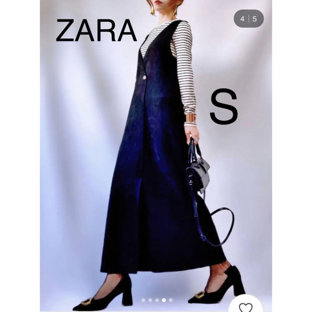 ZARA(ザラ)の【完売商品】ZARA ダブルブレスト　フェイクスエードジャンパースカート　S 黒 レディースのワンピース(ロングワンピース/マキシワンピース)の商品写真