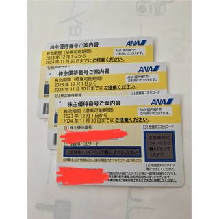 エーエヌエー(ゼンニッポンクウユ)(ANA(全日本空輸))のANA 株主優待 3枚セット(航空券)