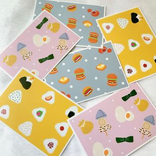 食⑥枚セット　ポストカード　はがき　イラスト　かわいい　文房具　デザイン